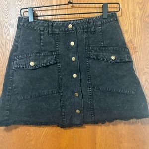 Black jean mini skirt
